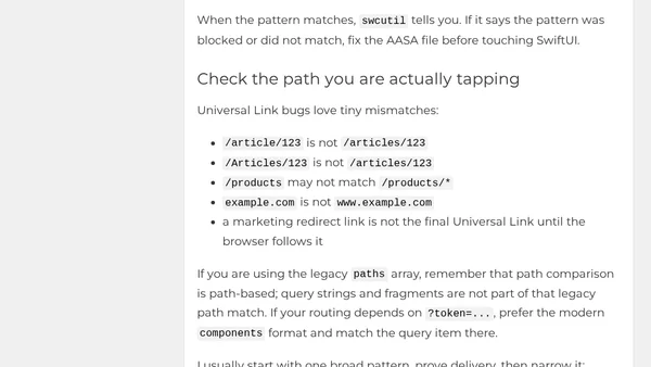 Debug Universal Links In SwiftUI