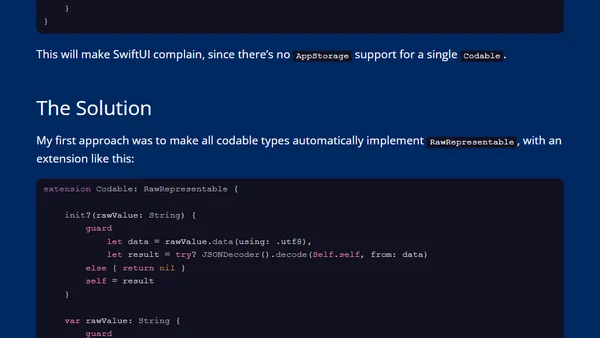Storing Codable types in SwiftUI AppStorage
