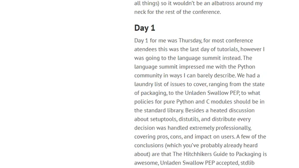 PyCon Roundup - Days 0 and 1
