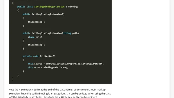 [WPF] Binding to application settings using a markup extension