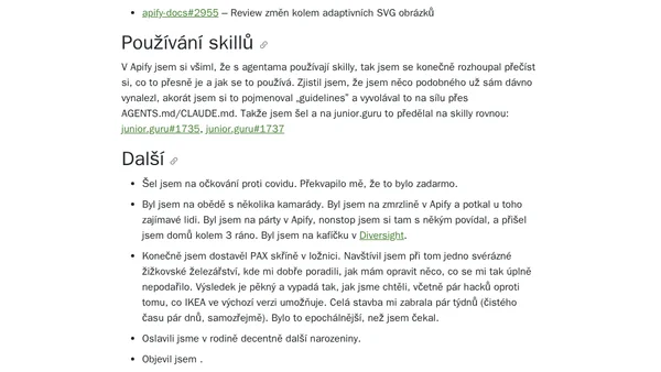Týdenní poznámky: Zaučování v Apify a klid před bouří