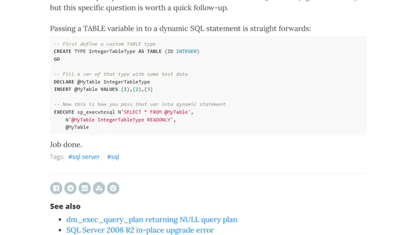 Passing a TABLE variable into dynamic SQL