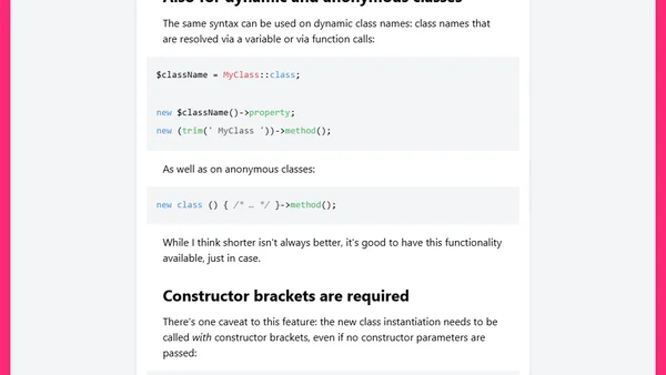 New without parentheses in PHP 8.4