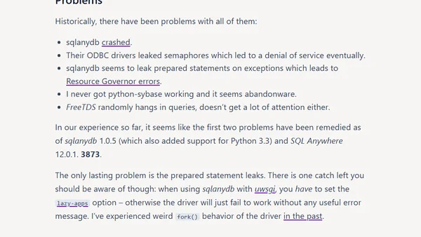 A Short Summary on Sybase SQL Anywhere and Python