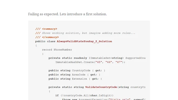 C# - Always valid value objects