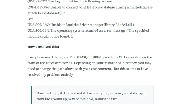 Resolving “UDA-SQL-0569 Unable to load the driver manager library ( db2cli.dll )” with Framework Manager 10.1