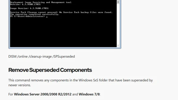 Cleaning Up Windows SxS Folder in Preparation for Imaging