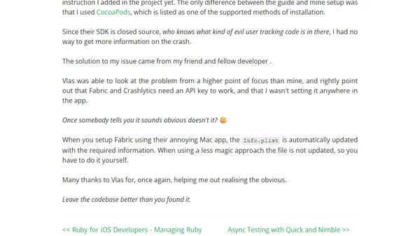 How To Fix Fabric Crashing On Startup When Installed Via CocoaPods