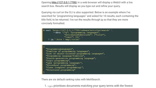 MeiliSearch: A Minimalist Full-Text Search Engine
