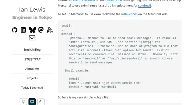 hg email and gmail