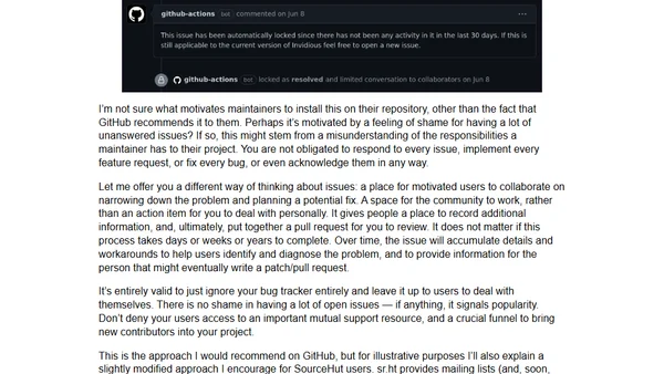 GitHub stale bot considered harmful