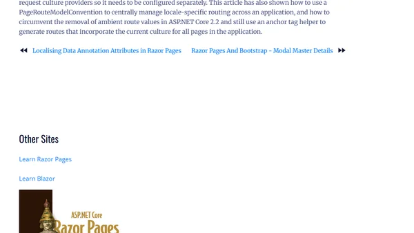 Razor Pages Localisation - SEO-friendly URLs