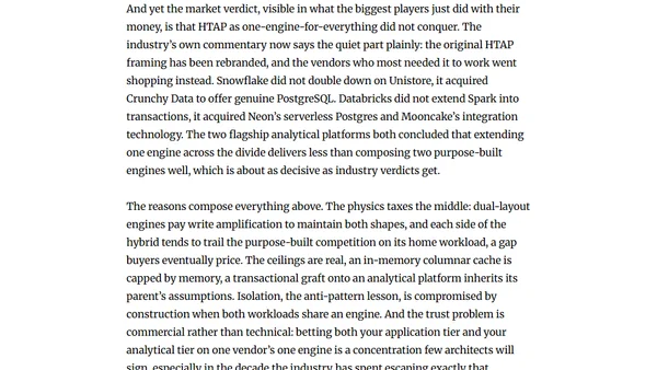 Operational vs. Analytical Systems: Why the Oldest Divide in Data Exists, What Physics Enforces It, and the Honest Truth About Hybrid Systems