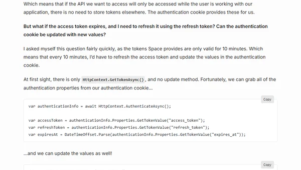 Making API calls using the access token and refresh token from an ASP.NET Core authentication handler