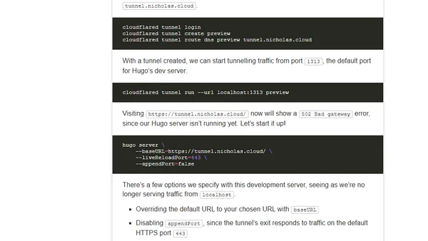 Live previewing Hugo sites with Cloudflare Tunnel