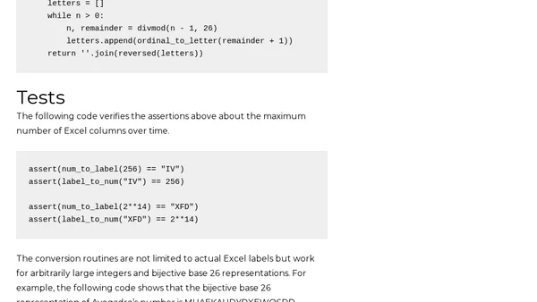 Excel column numbering