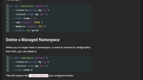 AKS Managed Namespaces Now in Preview