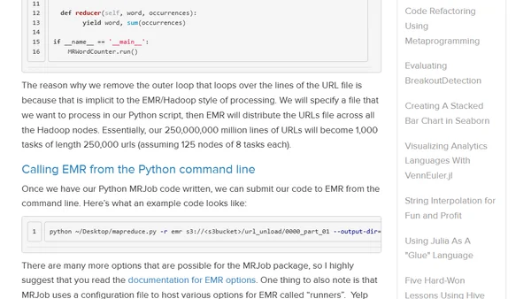 Hadoop Streaming with Amazon Elastic MapReduce, Python and mrjob