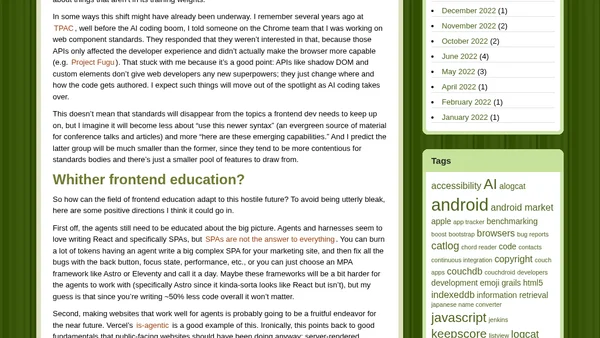 The asteroid currently hitting frontend web development