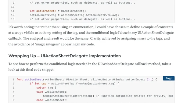 Distinguishing Between Multiple UIActionSheets with Swift