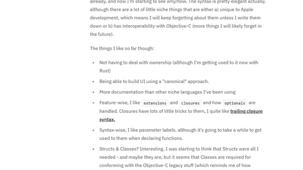 A few quick thoughts on Swift