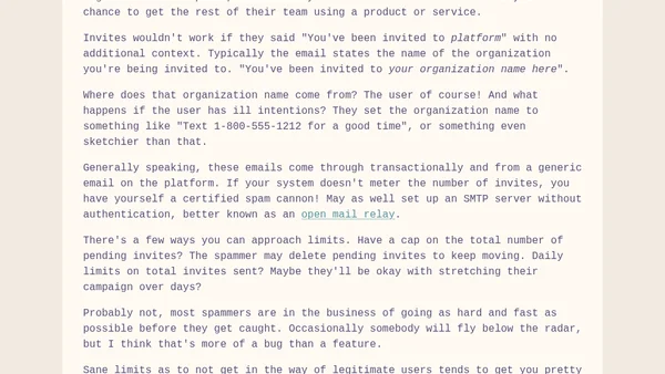 Invite Systems are an Open Relay