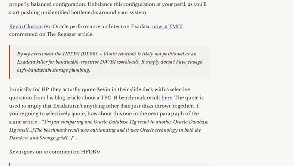 Entertaining Exadata FUD from HP