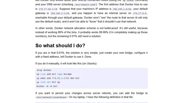 How to configure Docker to start containers on a specific IP address range