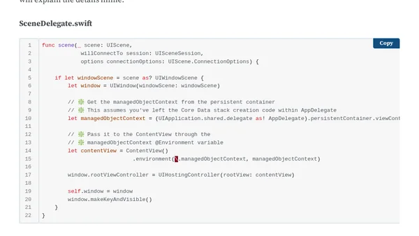 How to Pass NSManagedObjectContext to a SwiftUI View