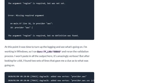 Mysterious missing "region" argument in Terraform