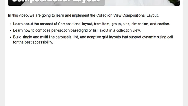 Video Tutorial - Compositional Layout | Per Section Composable Layout