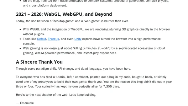 20 years of blogging: a two-decade journey through web gaming history