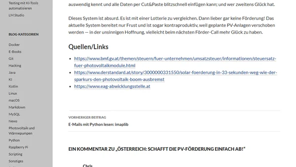 Österreich: Schafft die PV-Förderung einfach ab!