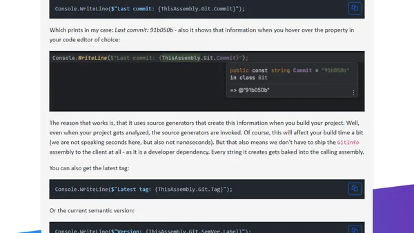 Getting git version information in your C# code