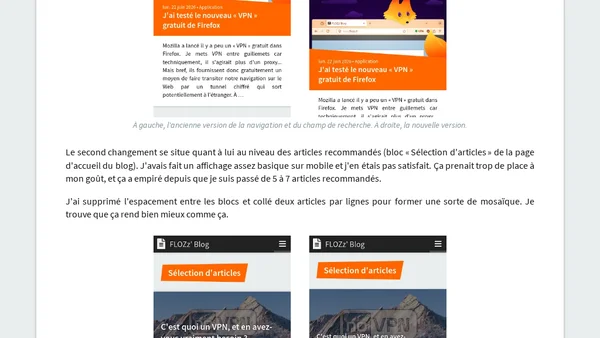 Journal de bord 4 — Retour sur le dernier article, version mobile du blog et recommandations