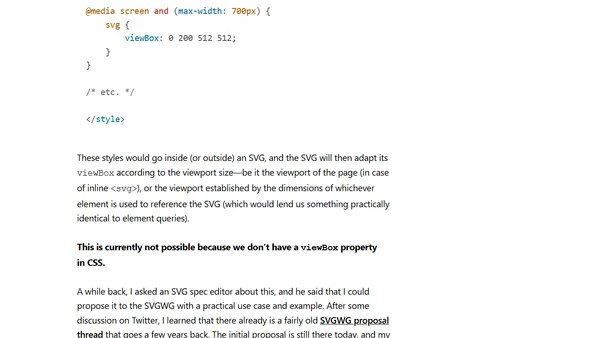 Art-Directing SVG Images With The viewBox Attribute: How-To, Notes, Tips and Why We Need A viewBox Property in CSS