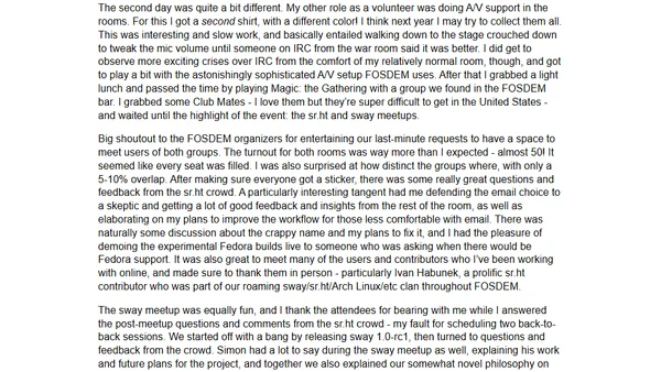 My experiences at FOSDEM 2019