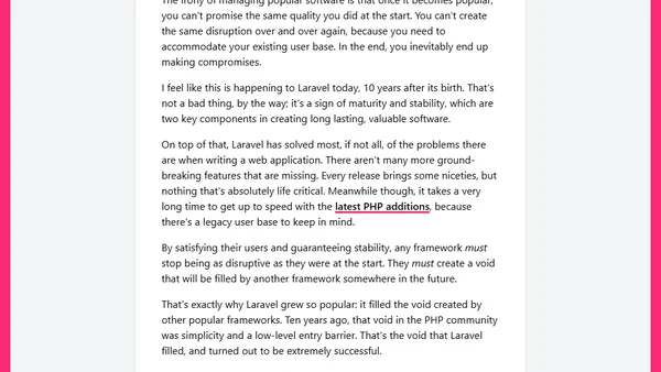 The birth and death of a framework
