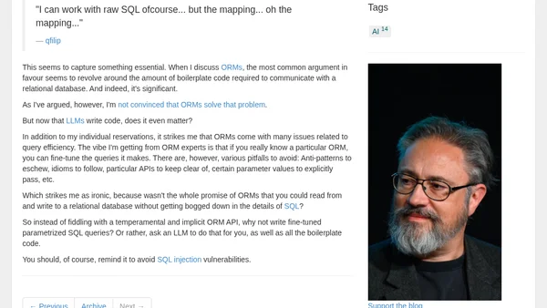 Why use ORMs if LLMs write code?