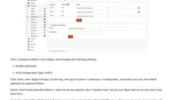 Adding a backup Internet WAN on my OPNsense Router