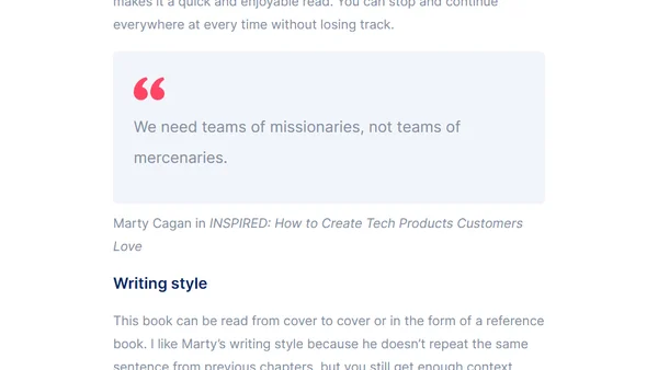 Book review on "Inspired: How to Create Tech Products Customers Love" by Marty Cagan