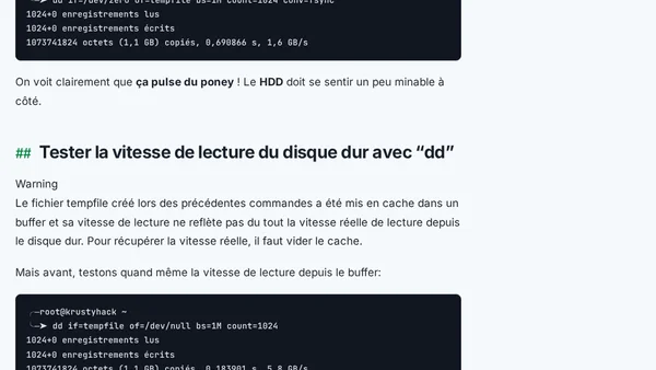 Tester la vitesse d’un disque dur sur Linux