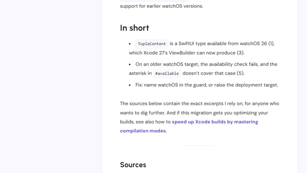 Xcode 27: Fixing the SwiftUI TupleContent watchOS 26 Error