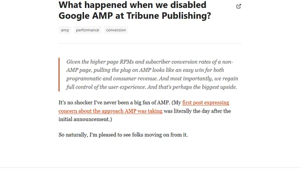 What happened when we disabled Google AMP at Tribune Publishing?