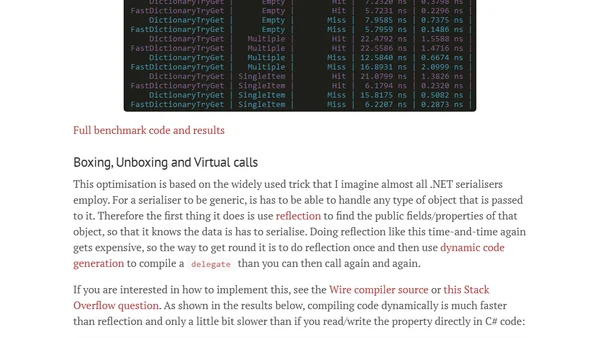 Analysing Optimisations in the Wire Serialiser