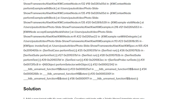 Unit Testing Static Libraries with Kiwi for iOS Development