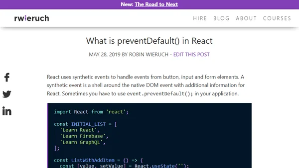 What is preventDefault() in React