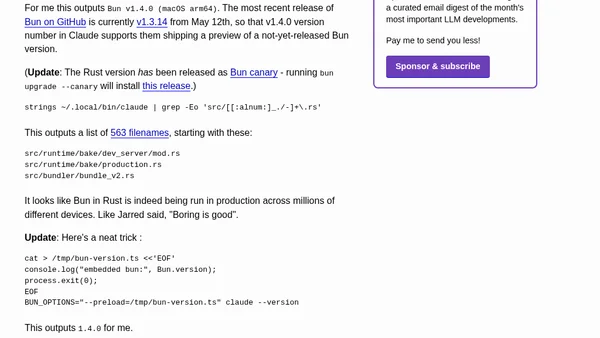 Claude Code uses Bun written in Rust now
