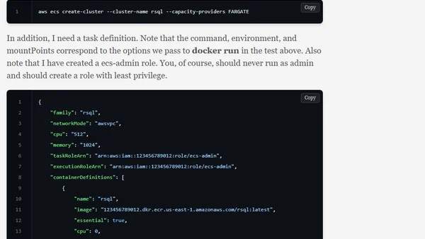 Running Redshift RSQL is a Fargate Container