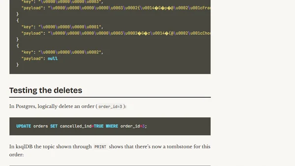 Kafka Connect, ksqlDB, and Kafka Tombstone messages